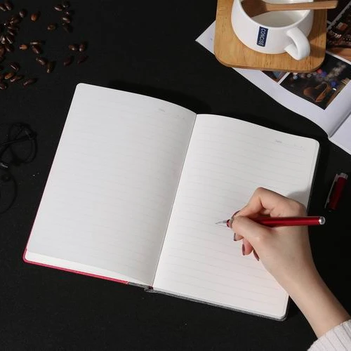 Creative A5 Linen Thermo PU Leather Hard Cover Notepad Journal Notebook with Card Holders and Pen Holder