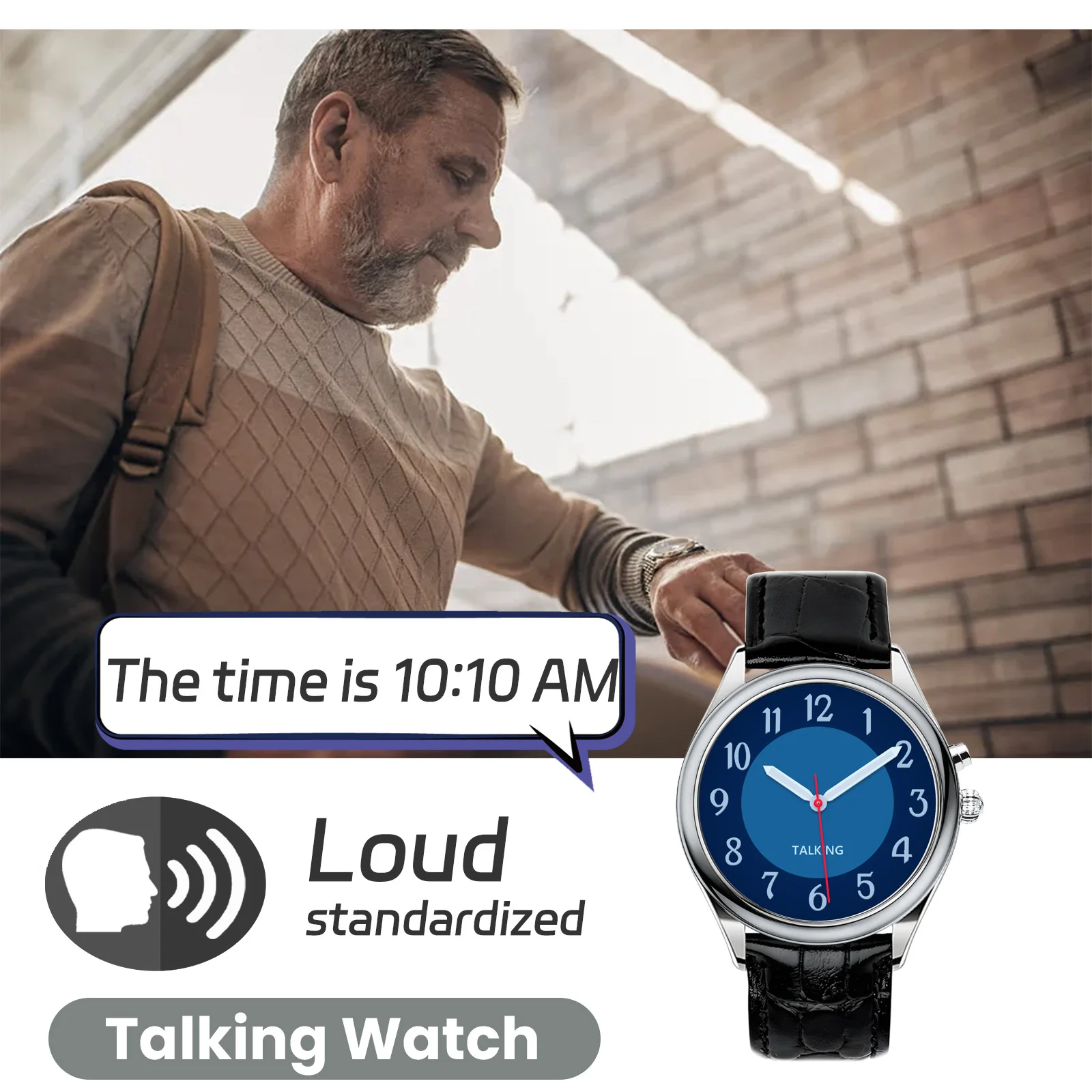 Talking Wrist Watch with Alarm Analog Hands and Digital English Talking Watch For Blind Person Visually Impaired or the Elderly