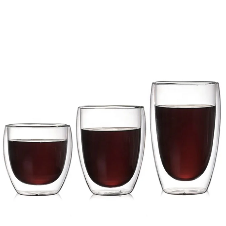 
Hot Sale High Borosilicate Glass Cups Clear Double Wall Glasses 