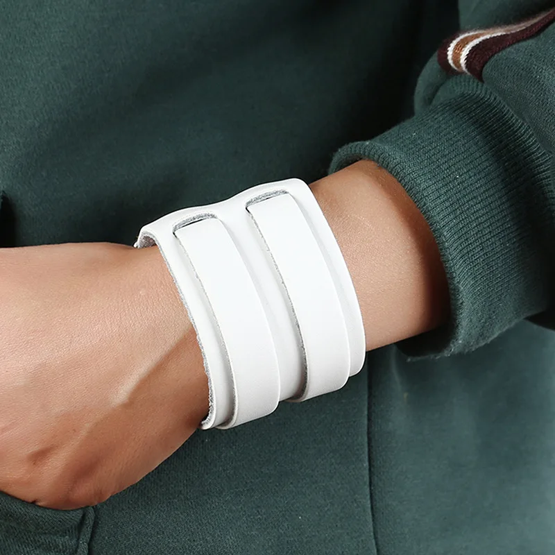 Wholesale Punk style wide Leather Bracelets & Bangles genuine Leather Wristband Men cuff Bracelet Charm Wrap arm Jewelry