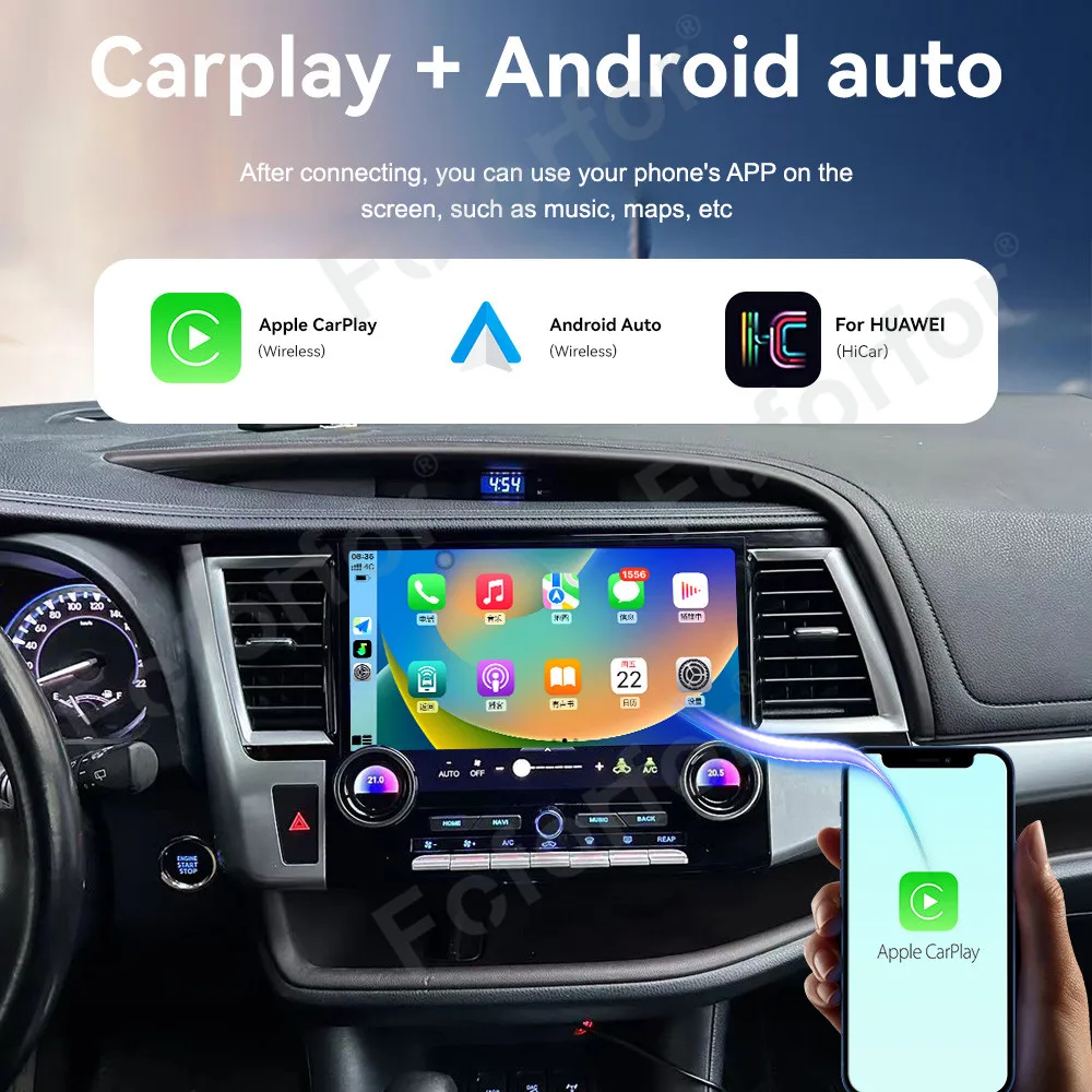 12.6 Inch Carplay For Toyota Highlander 2015-2021 Android 13 Auto Stereo With GPS Navigation WIFI Mirrorlink Radio Head Unit
