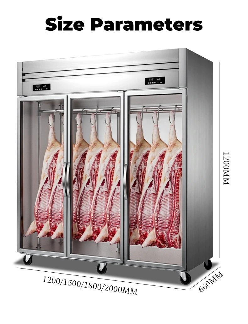 9- Supermarket Shelves Meat Display Refrigerator for Butcher Shops Hanging Meat Storage Unit