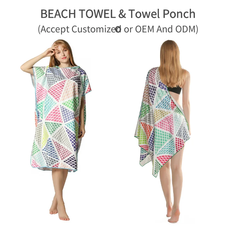 Custom pattern quick-drying surf bath towel robes cloak Hooded bathrobe Hooded beach towel