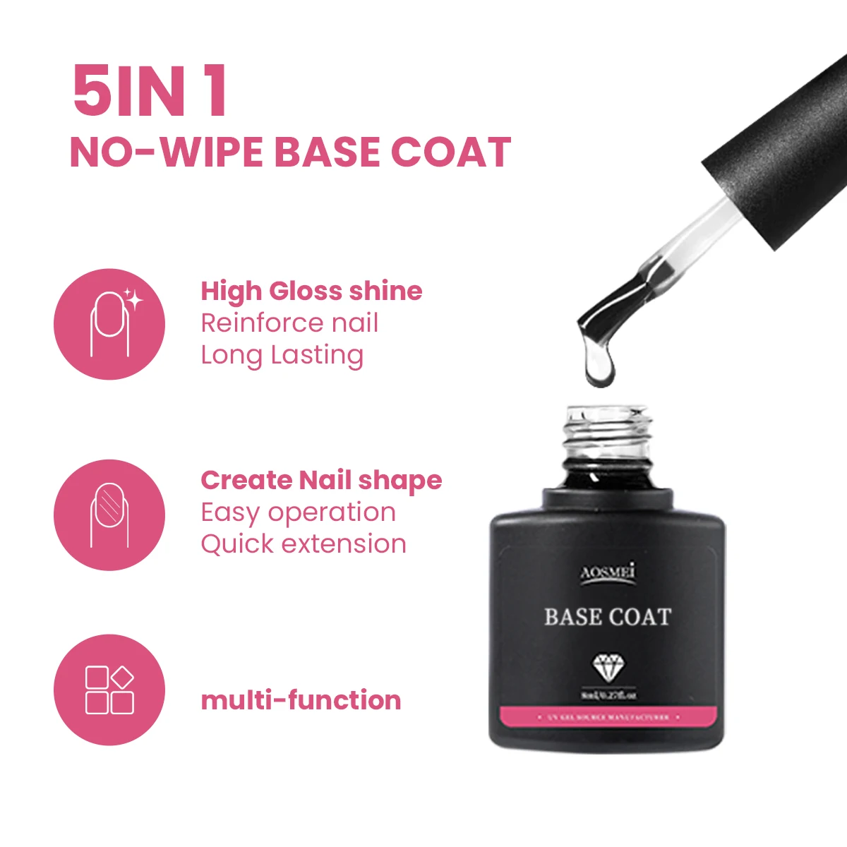 5 в 1 Базовое покрытие многофункциональное Aosmei Гель-лак для ногтей салон УФ-гель