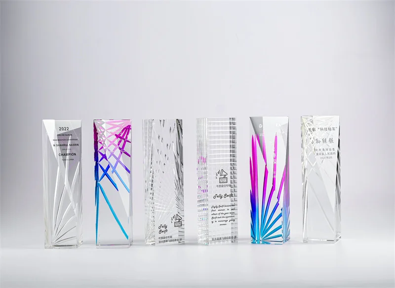 Jadevertu LOW MOQ Customized Logo Folk Art pink crystal trophy awards medals & plaques gifts high end trophy czech craft