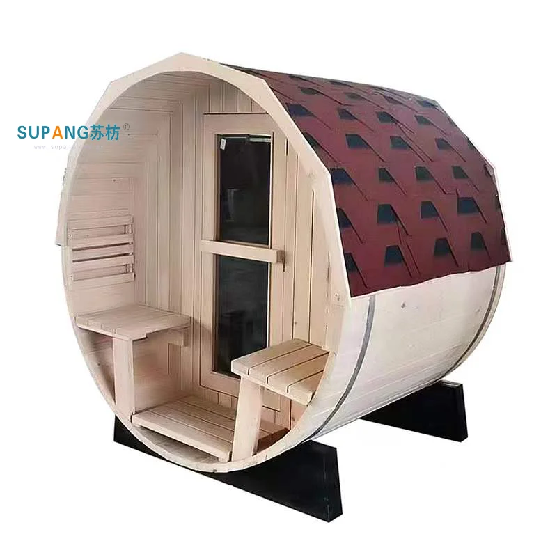 Outdoor Natural Hemlock Wooden 4 Person Red Cedar Steam wooden Sauna Room