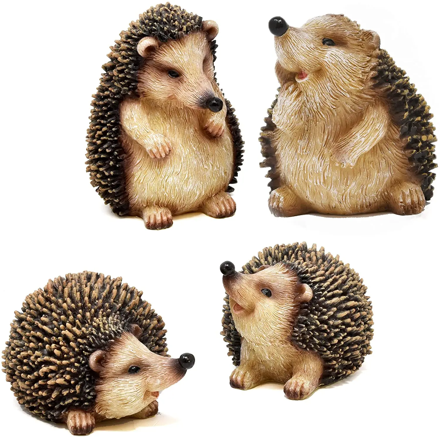 Mini Hedgehog Figurine Fairy Garden Statue Set Of 4 Resin Figurines Lawn Miniature Micro Landscape Animal Outdoor