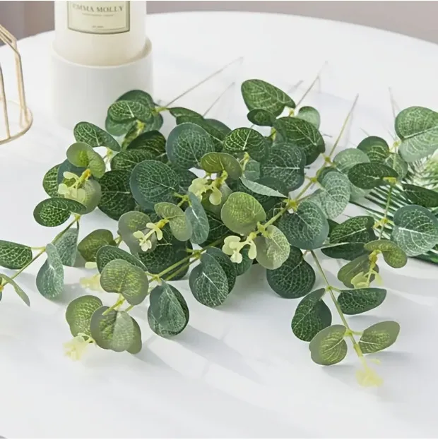 Artificial Flower Plant Greenery Artificial Single Eucalyptus Leaf Green Stem Olive Branches for Wedding and Home Decor