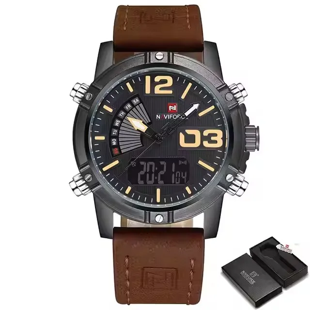 Naviford 9095 relogio inteligente цифровые спортивные часы для мужчин аналоговые светодиодные кварцевые наручные водонепроницаемые + коробка