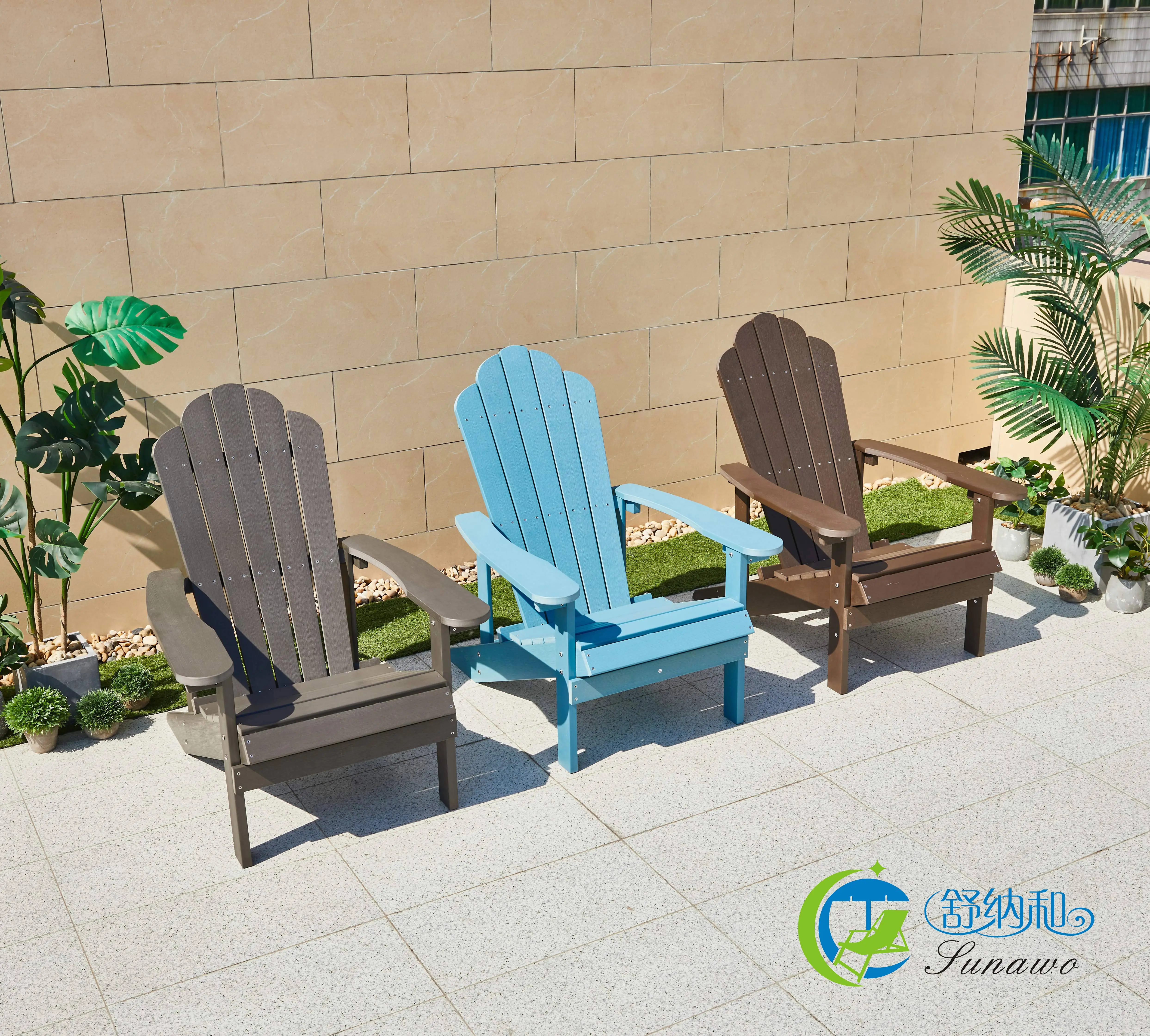 Factory direct supply new Light Plastic wood outdoor furniture garden set plastic resin chair