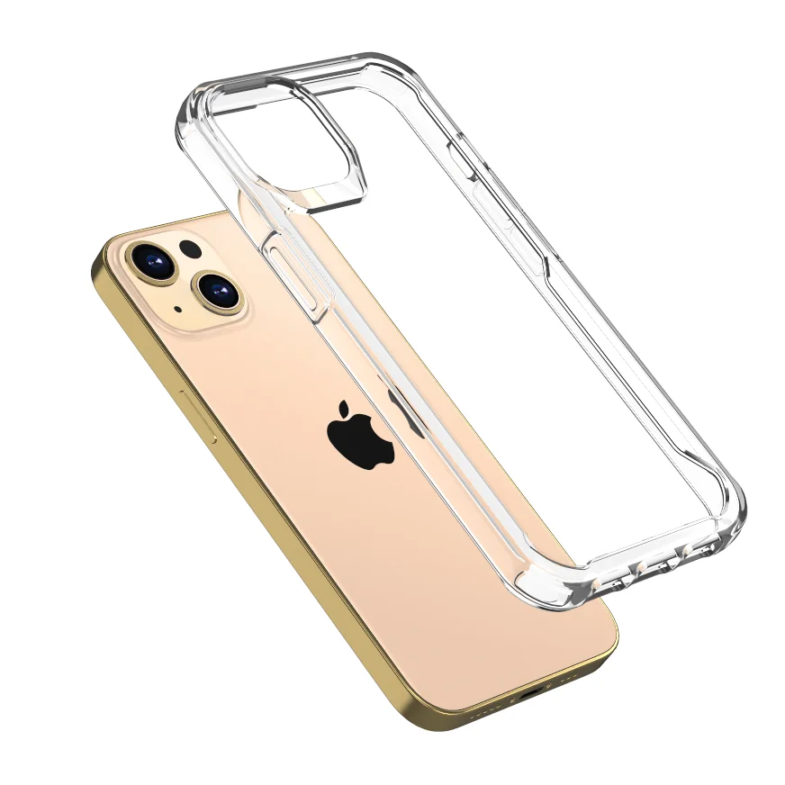 Crystal Clear Hybrid 2 in 1 Mobile Phone Back Cover for iPhone 14/14Pro/14Max/14ProMax Case