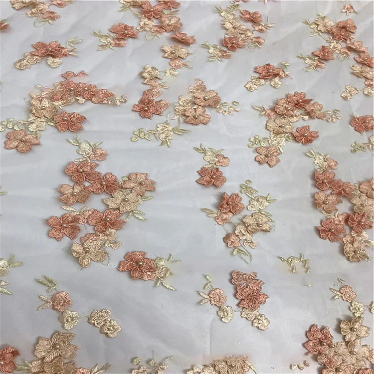 Luxury 3D Embroidery Flower Lace Fabric Lace Fabric for party dress