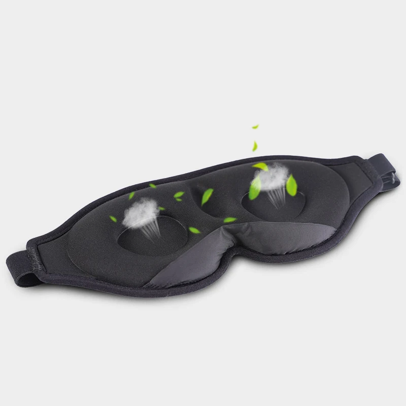 Black 3d Contoured Memory Light Block Blindfold Foam Sleeping Resilient Sponge Eye Mask