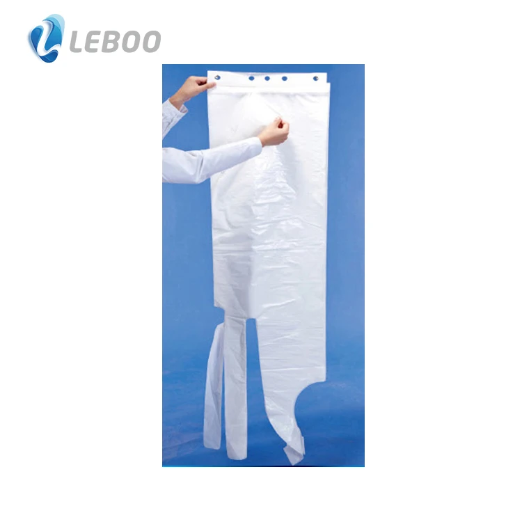 Leboo Disposable Blocked LDPE Apron with hole for food processing white