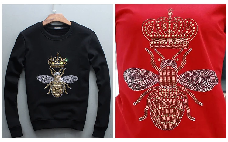 fashion gold bee and Imperial crown rhinestone Applique crystal patches cc rhinestone iron on diamond Patch for clothing decor