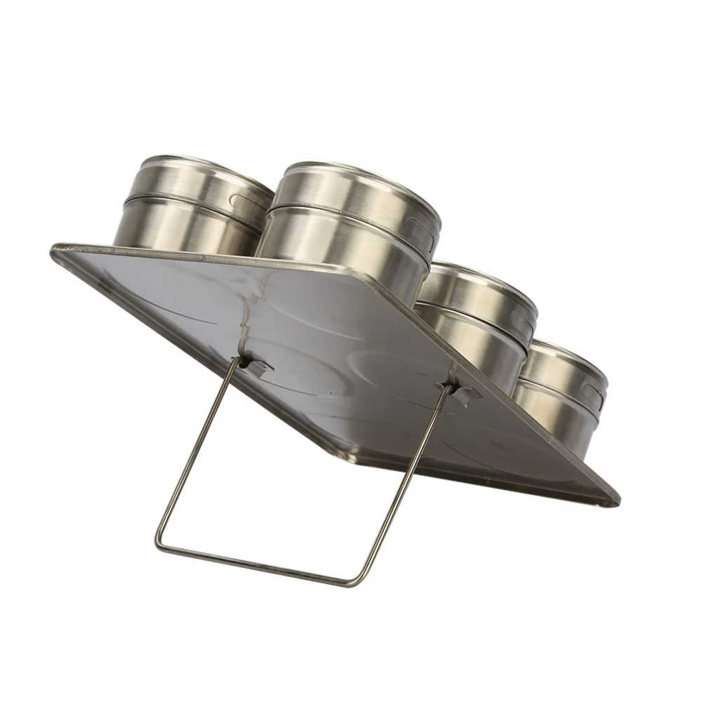 6pcs/set Magnetic Spice Jars With Wall Mounted Seasoning Box Magnetic Dustproof Visible Stainless Steel Spice Organizer Rack