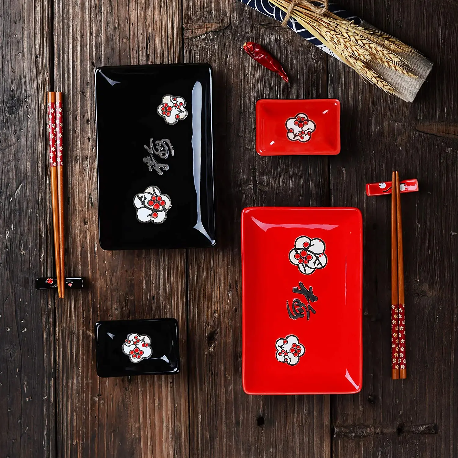 Porcelain Sushi Sets Sushi Making Set 2 Sushi Plates 2 Dip Bowls 2 Sticks Stands DIY Dishwasher Safe