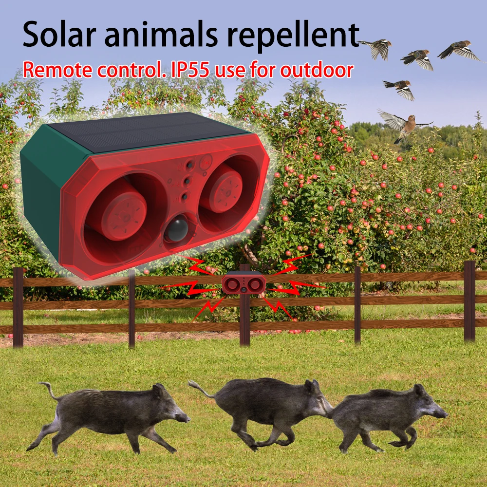 Solar Sound & Light Alarm Motion Sensor 260Db Sound Alert & Flash Warning Strobe Security Alarm System for Farm Villa