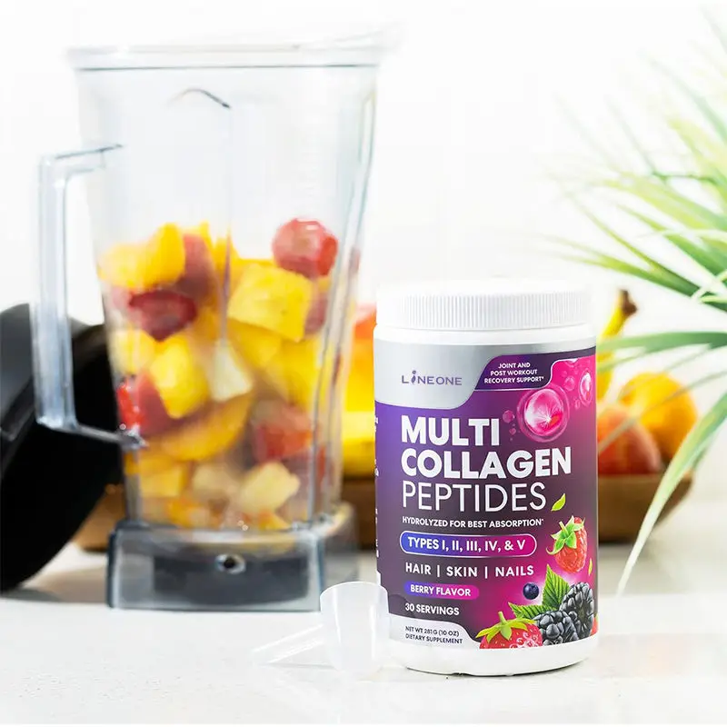 Privare Label Support Collagen Peptides Powder Easy Dissolve, Non-Gmo Unflavored Multi Collagen Protein Powder With Vitamin C