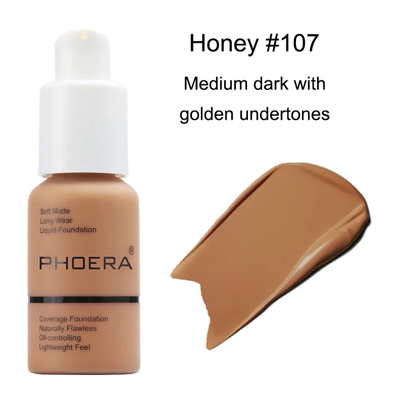 Phoera Matte Foundation Waterproof Foundation for Dark Skin Full Coverage Foundation Makeup