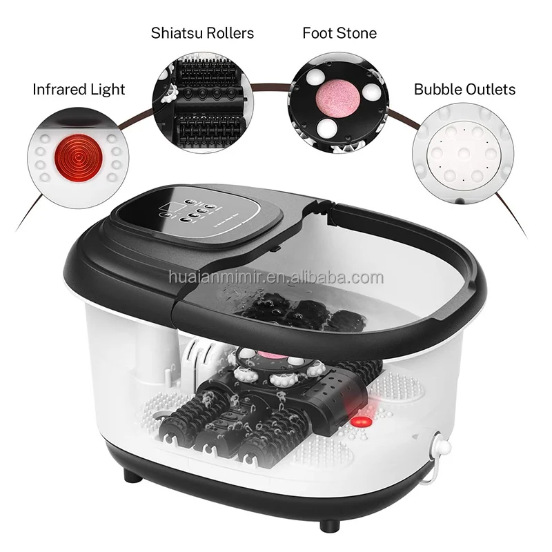 Home Foot Pedicure Foot Spa Bath Massager Machine With Bubble And Automatic Rotary Shiatsu Massage Rolles
