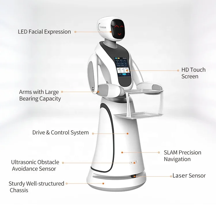 
Service Waiter Robot Automatic Room Humanoid Intelligent Catering Meal Food Delivery Smart Home for Restaurant Spare Parts INDIA 