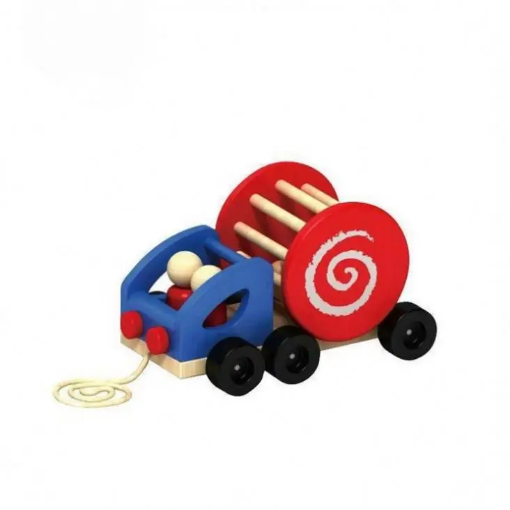 Wooden bell car pulling toy car,Popular top grade small wooden kid car toy