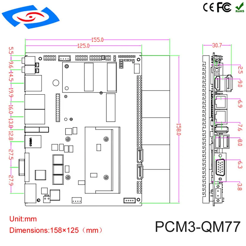 Fanless ITX Motherboard LVDS Mini ITX 17*17CM DDR3 Core i5 i7 Mainboard HDMI VGA DP GPIO LAN MSATA MPCIE Windows XP 10 LINUX