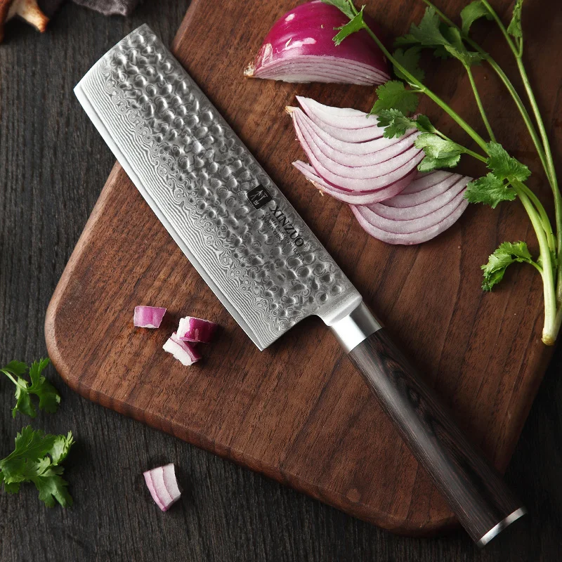 Handmade Japanese Style Nakiri Knife 67 Layers Damascus Stainless Steel Cooking Sharp Vegetable Knives With Pakka
