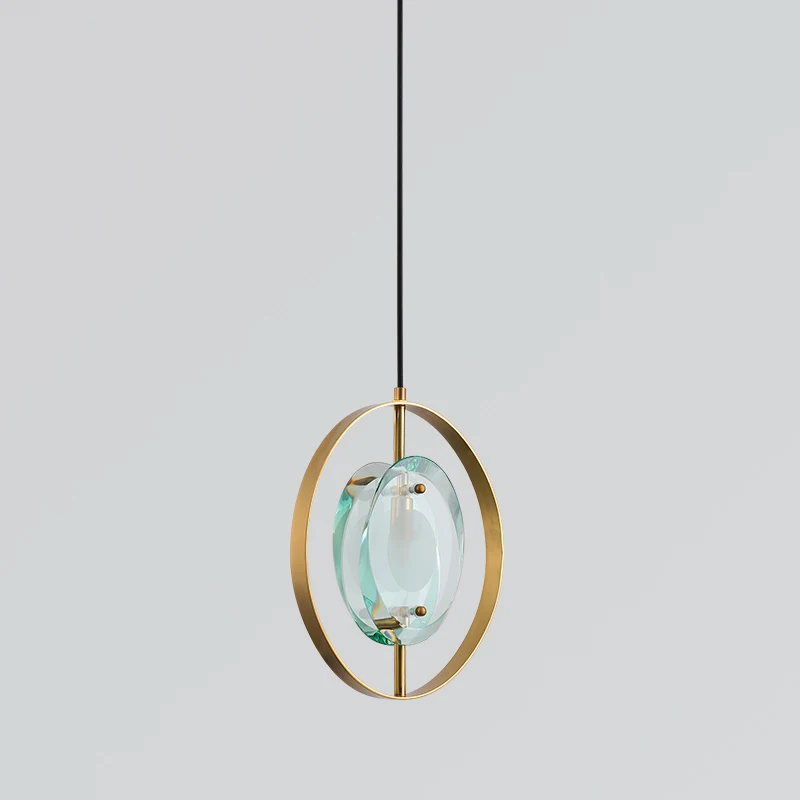 G9 led crystal blue glass minimalist restaurant pendant lamp Lustre home gold metal vintage led hanging light fixture bed lamp