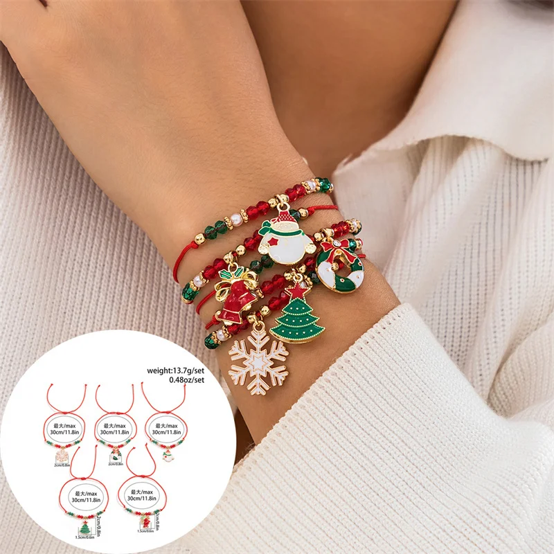 6pcs set holiday party gifts teen girls beaded christmas stackable DIY letter bracelet with bead