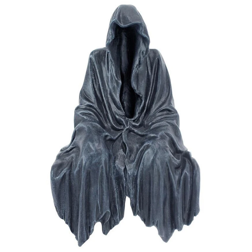 New Gothic Resin Figurine Grim Reaper Sculpture Home Outdoor Decor Black Robe Nightcrawler Sitting Statue Desktop Decoration