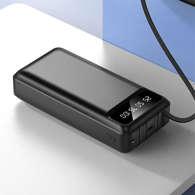 Hot Selling Mini Size Power Bank 30000mah OEM Factory Wholesale Competitive Price Gifts Built-in Cable With Flashlight Charger