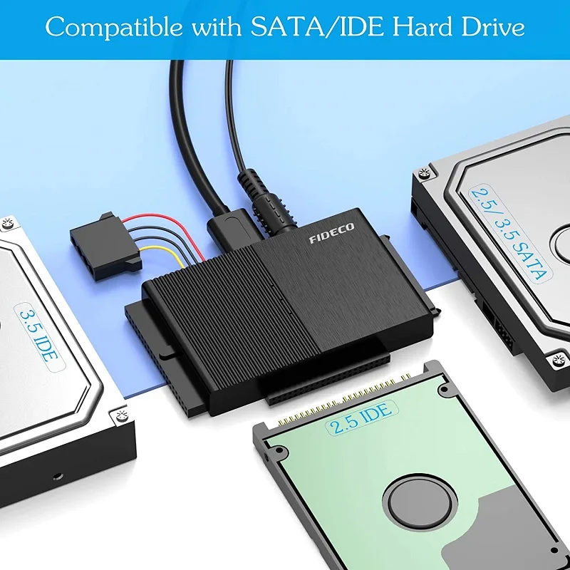 FIDECO Usb 3.0 to Sata Adapter Converter Cable Desktop Ide to Sata Converter for 2.5 3.5 Hard Disk Drive SATA HDD CD-ROM DVD-ROM