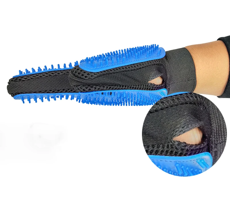 
New design double brush glove pet grooming pet grooming glove 2in1 pet deshedding glove 