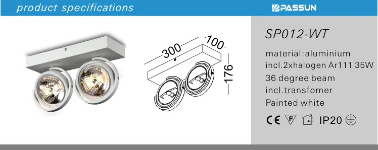 Modern indoor surface ceiling lamp 35W Bulb easy change AR111 halogen led spot light