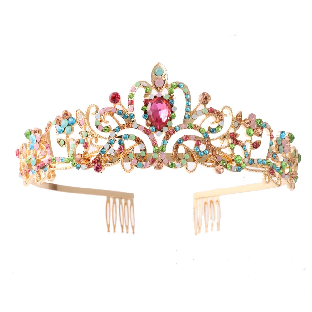 HPG2888 Hot Selling Fashion Rhinestones Tiaras Alloy Princess Crown With Comb
