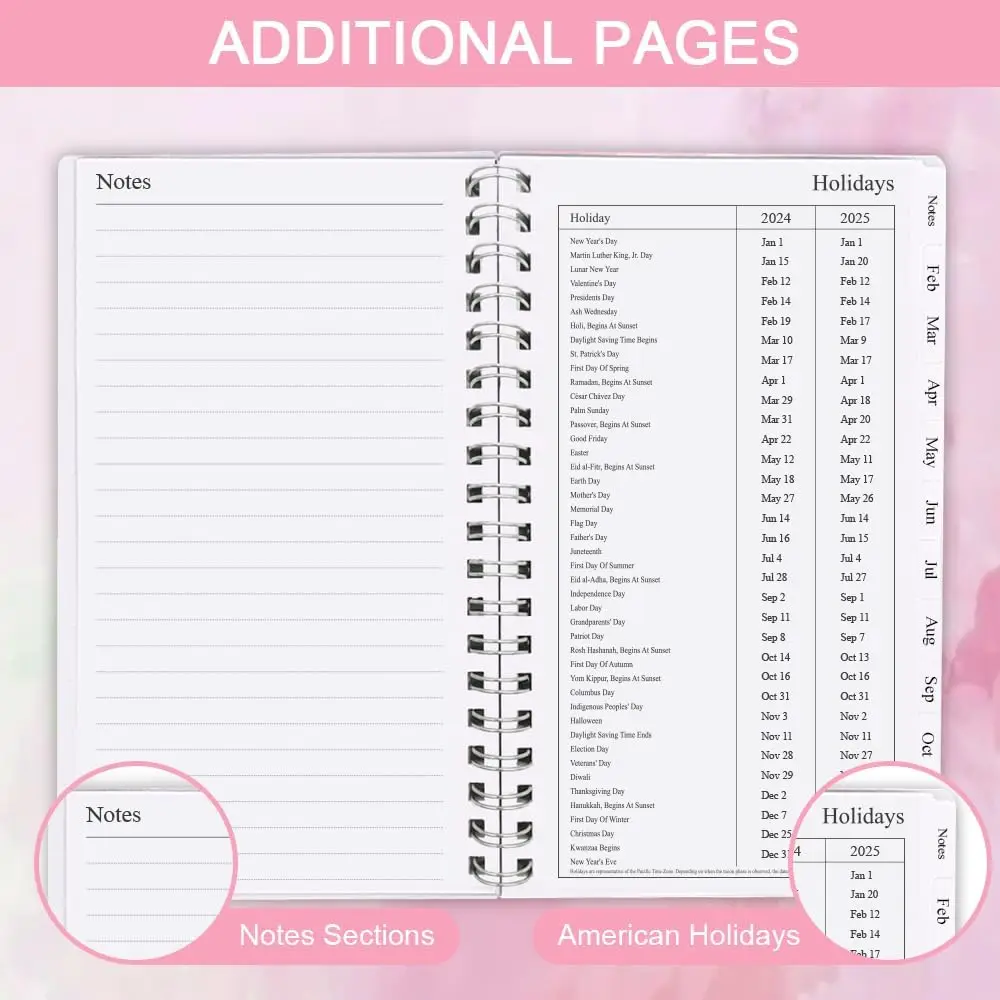 2024 Wholesale Pink Hard Cover Spiral A5 Custom Printing Weekly Daily Financial Order Budget Planner