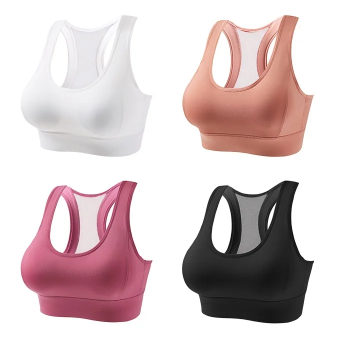Plus Size Women Sports Underwear Jogging Shockproof Push-up Yoga Beauty Vest Steel Less Ring Bra