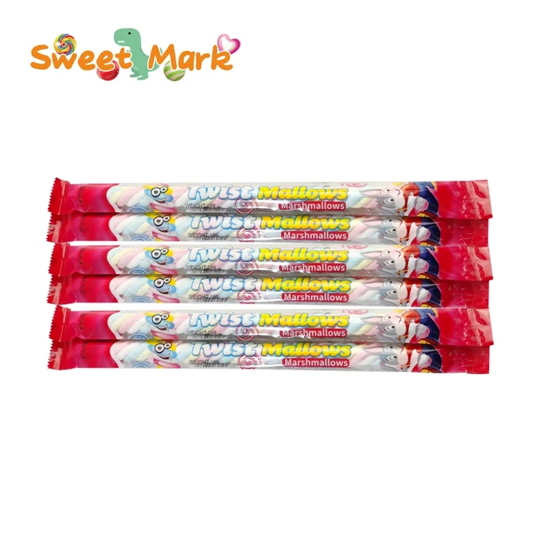Long twist sweet marshmallows soft cotton candy natural color halal