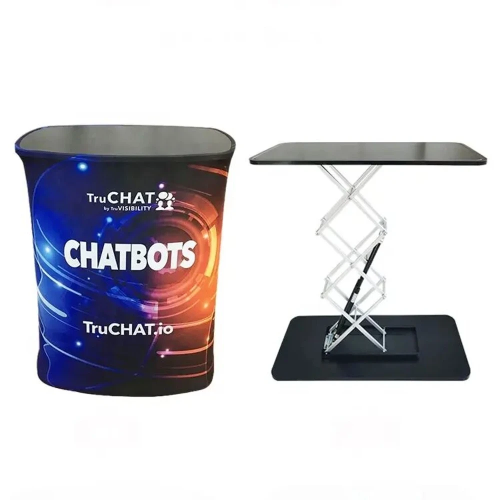 Custom Portable Quick Promotional Pop Up Front Counter Podium Hydraulic Table for Trade Show Display Events