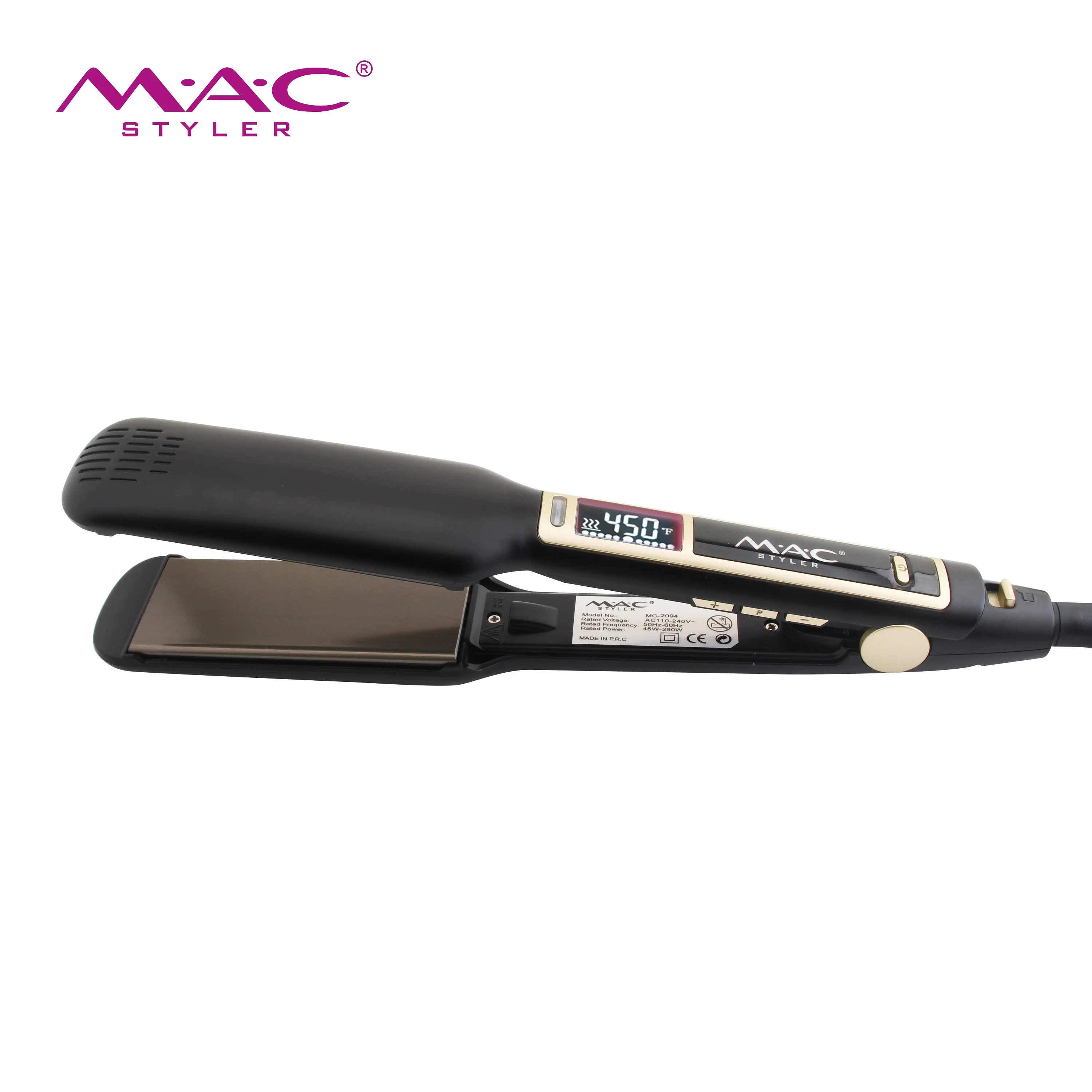 MAC best quality  450F flat iron LCD display wide plate hair straightener Professional hair iron  hair straightener
