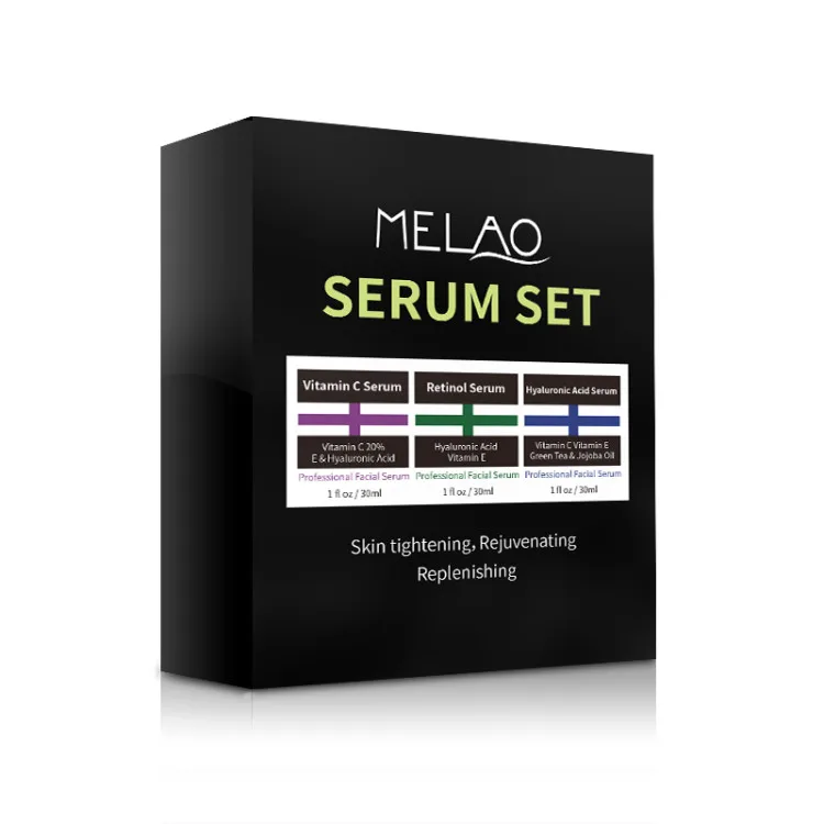 MELAO/Private label/OEM/ODM 3 pieces anti aging retinol face serum set
