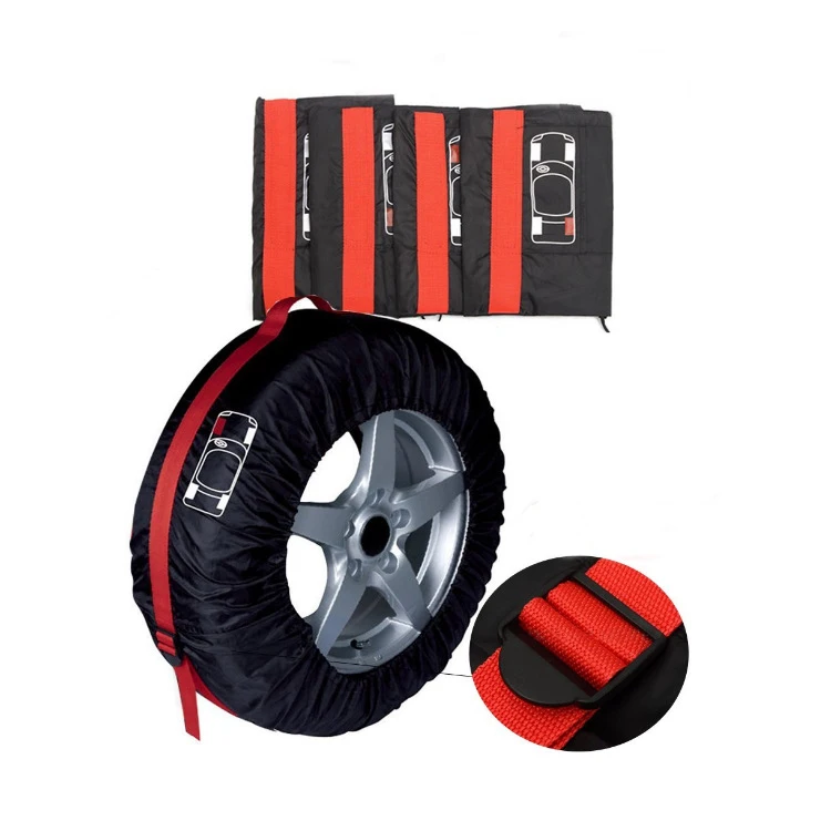 4 Pcs Set Weather Resistant Polyester Tire Storage Bag Vehicle Wheel Protector Spare Tyre Cover for Car