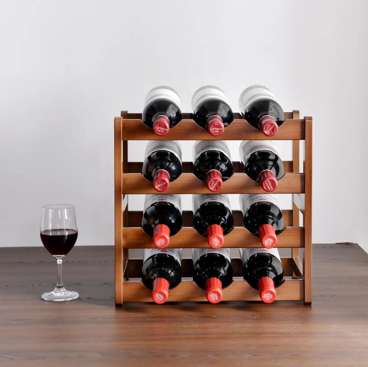 Solid Wood Bamboo Wine Rack Home Creative Wine Bottle Holder Simple Rugged 6/8/9/12/16 Bottle Rack Bar Accessories Tool Modern