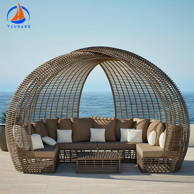 Outdoor Covered Daybed White Sun Bed Aluminum Beach Chaise Sun Lounge Chair Wicker Patio Outdoor Pool Day Bed Daybed with Canopy