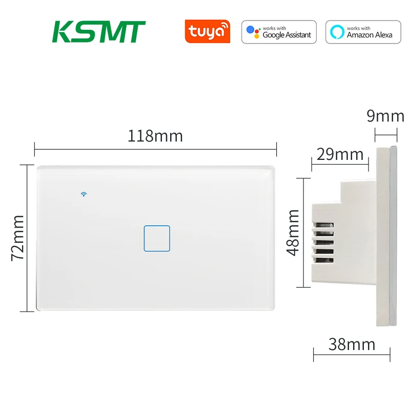 KAISI smart switch US standard smart wireless switch 118 type zigbee smart 4 gang glass touch panel switch Vietnam Thailand