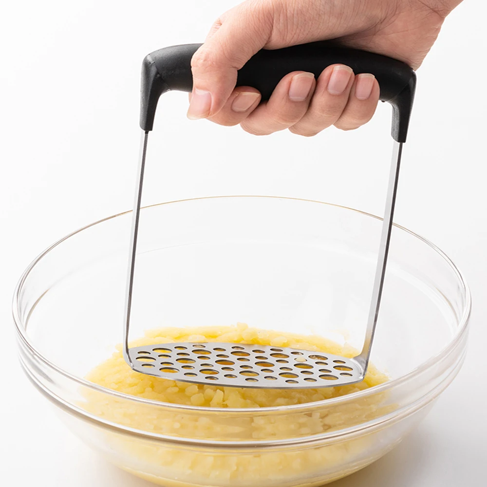 Kitchen Small Tool Manual Press Potato Mashing Machine Potato Press Stainless Steel for Home Use Black Metal Wood Utensils T/T