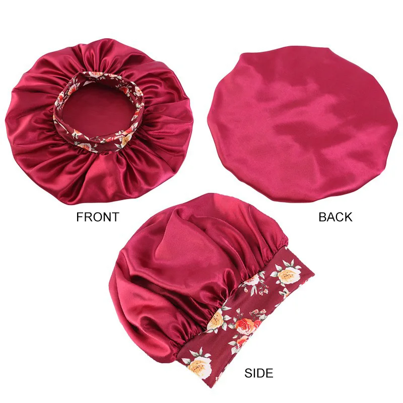 Wholesale Luxury Ladies Silk New Designer Bonnets Custom Logo Printed Fedora Sleep Hair Hats Women Wraps Silk Hair Bonnet