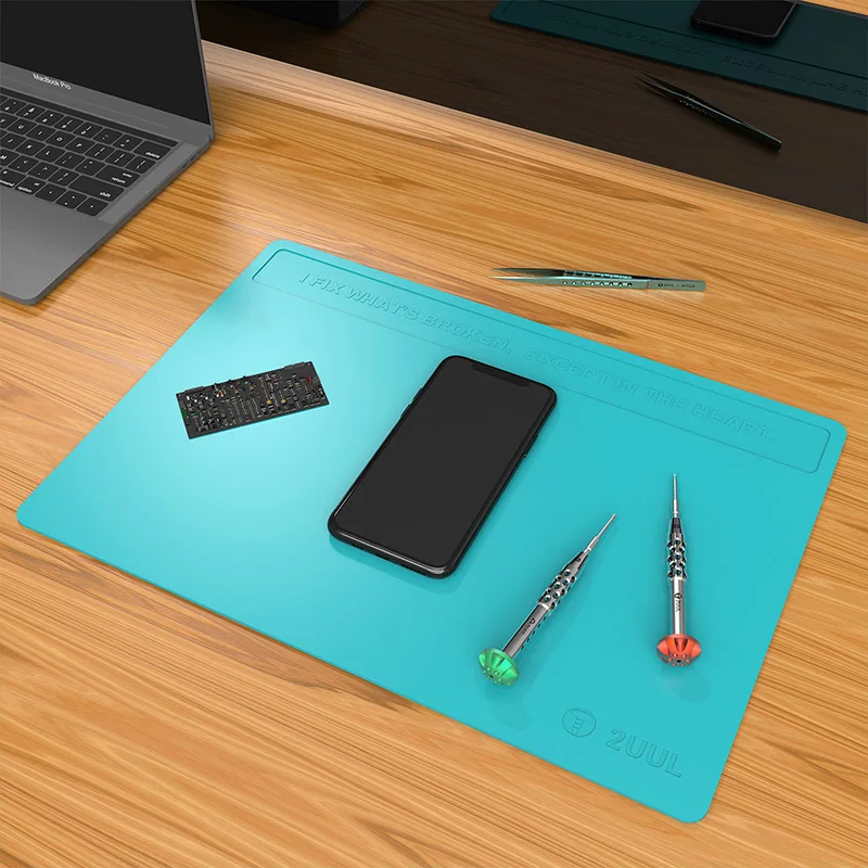 2UUL Heat Resistant Silicone Pad 400mm*280mm Anti-static Desk Platform for BGA Welding Rework Desk Organization Mat